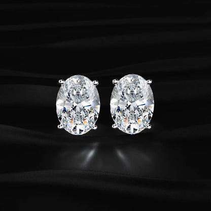 Oval Solitaire Hidden Halo Earring | Earthly Jewels #diamond-shape_oval