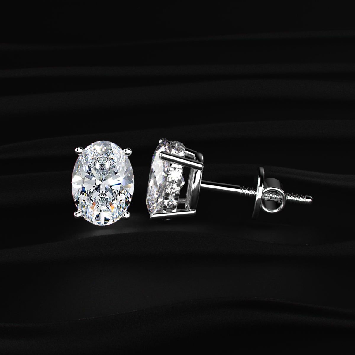 Oval Solitaire Hidden Halo Earring