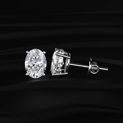 Oval Solitaire Hidden Halo Earring