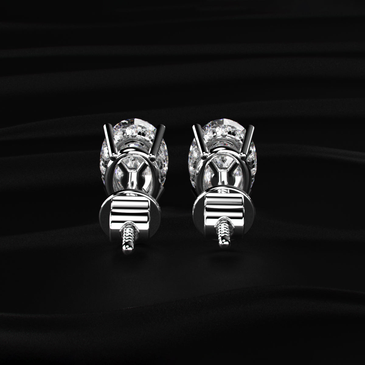 Oval Solitaire Hidden Halo Earring