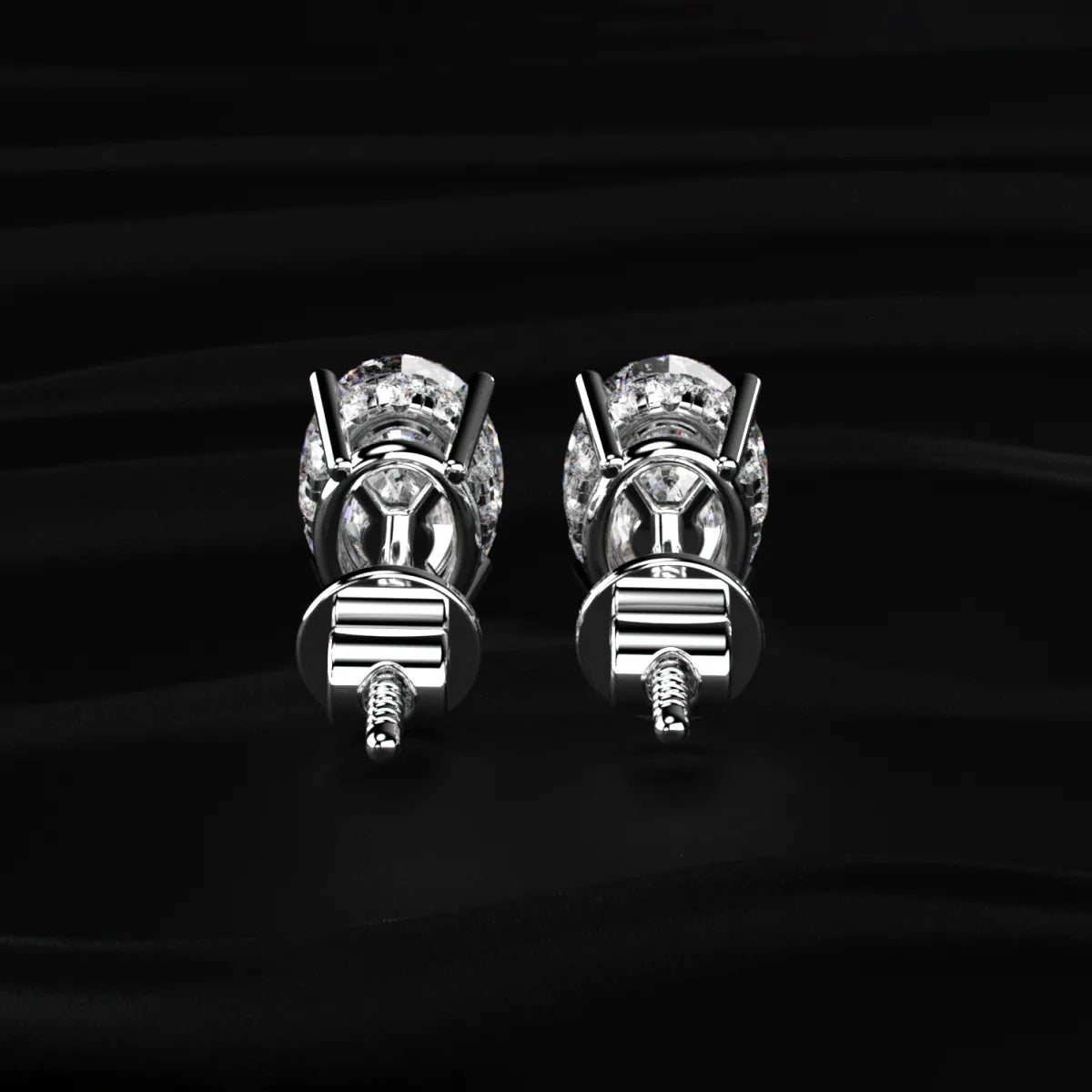 Oval Solitaire Hidden Halo Earring | Earthly Jewels #diamond-shape_oval