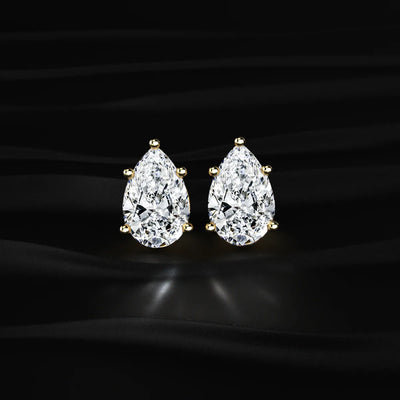 Pear Solitaire Hidden Halo Earring | Earthly Jewels