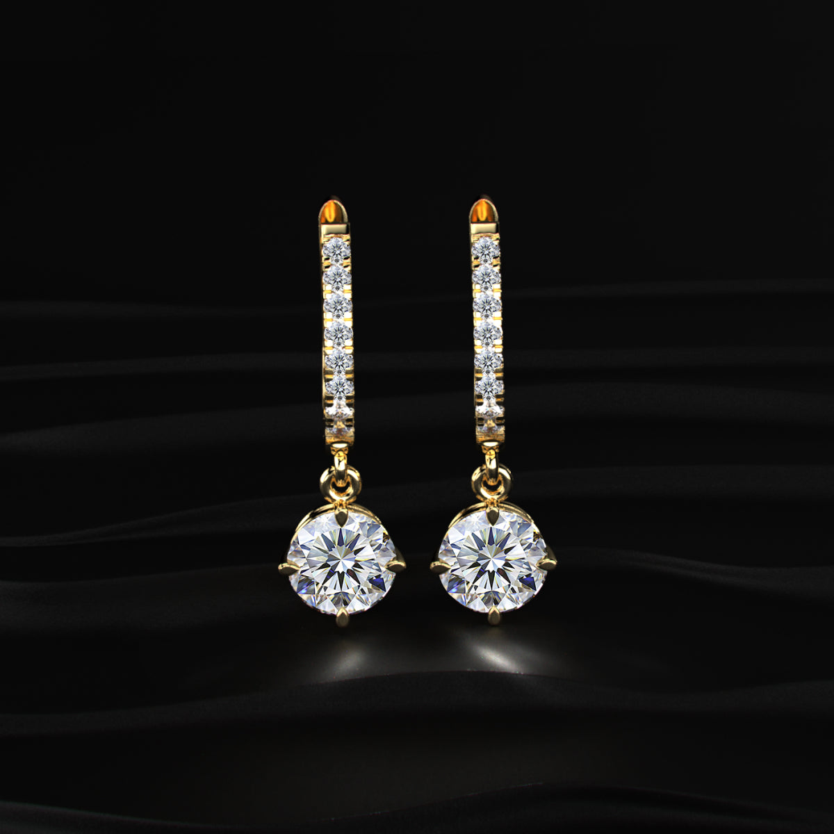 Round Solitaire Drop Hoops