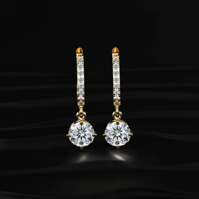 Round Solitaire Drop Hoops | Earthly Jewels