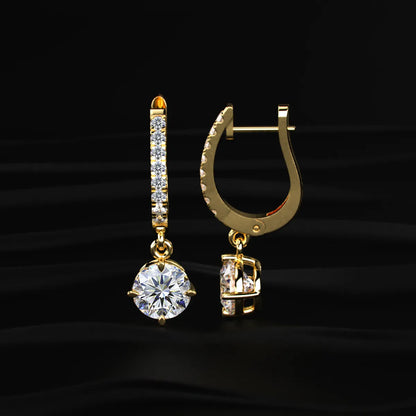 Round Solitaire Drop Hoops | Earthly Jewels