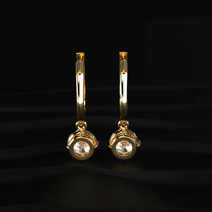 Round Solitaire Drop Hoops | Earthly Jewels