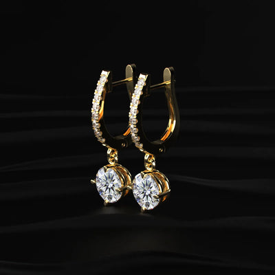 Round Solitaire Drop Hoops | Earthly Jewels