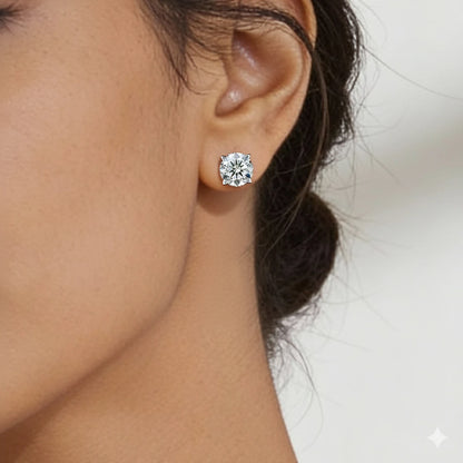 Round Solitaire With V-Prongs Studs | Earthly Jewels