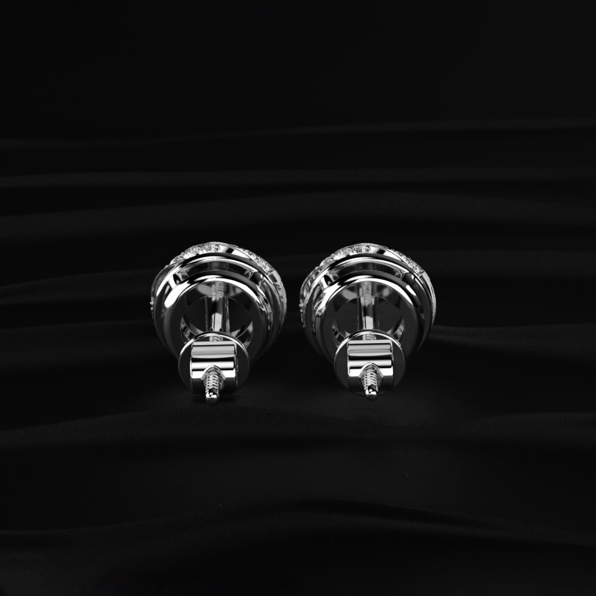 Round Solitaire With Twisted Halo Earring