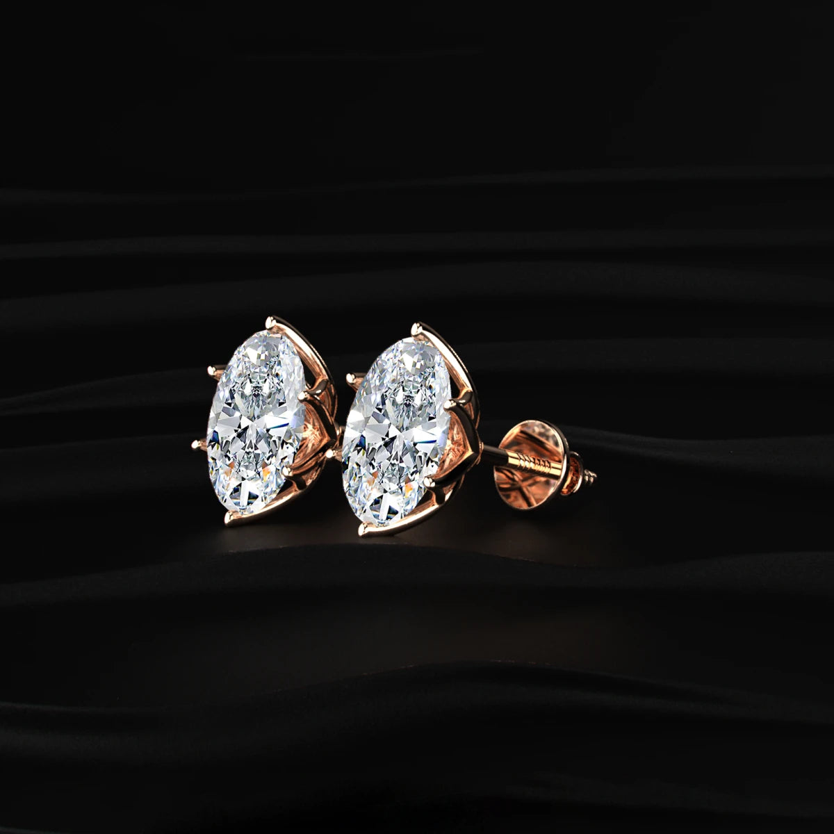 Oval Solitaire Hidden Halo Earring | Earthly Jewels #diamond-shape_oval