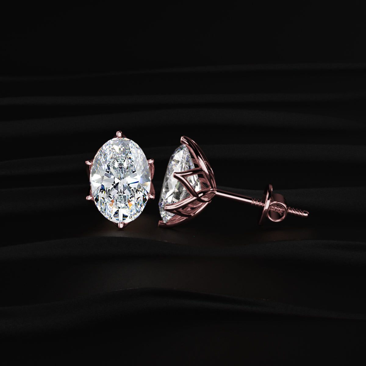 Lotus Radiance with Oval Solitaire Stud