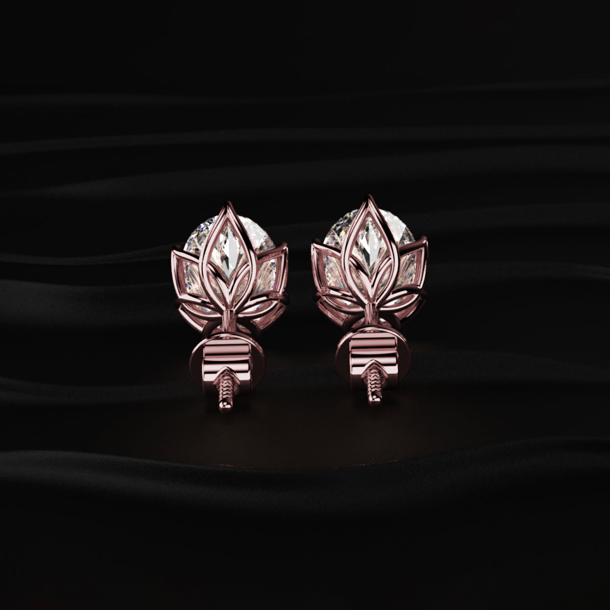 Lotus Radiance with Oval Solitaire Stud