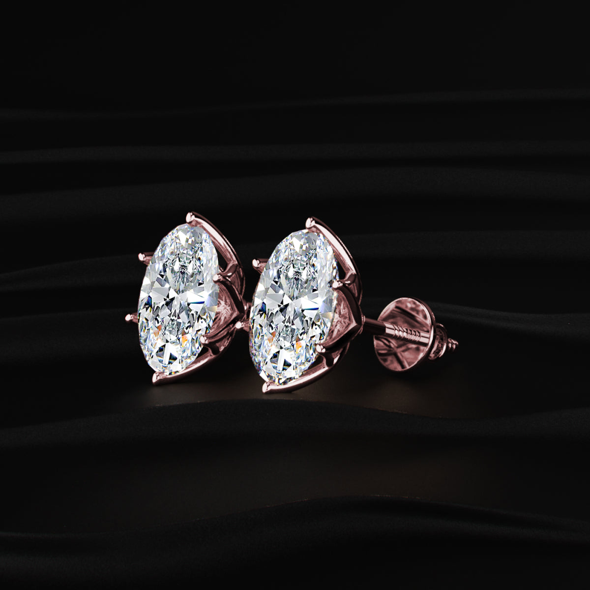 Lotus Radiance with Oval Solitaire Stud