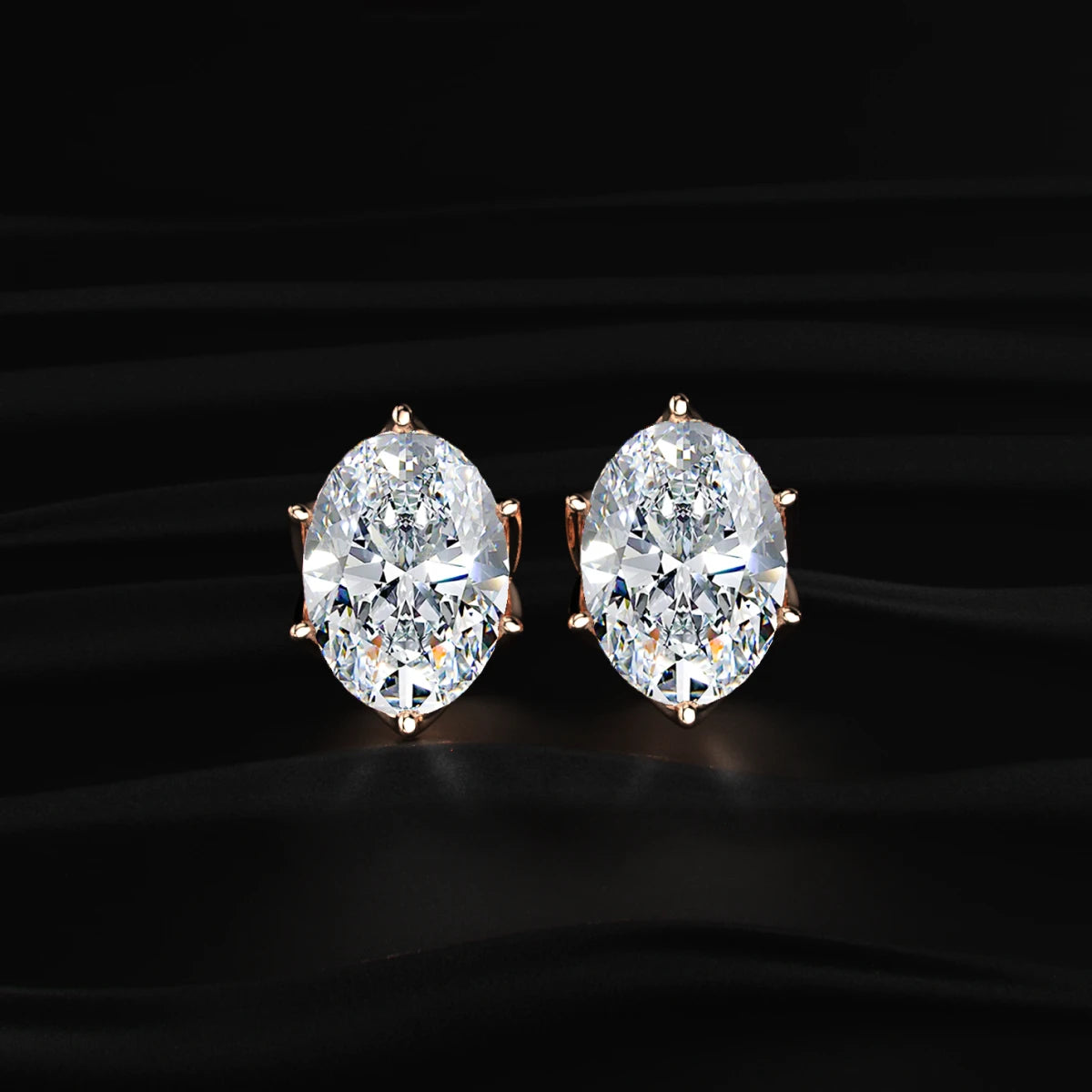 Oval Solitaire Hidden Halo Earring | Earthly Jewels #diamond-shape_oval