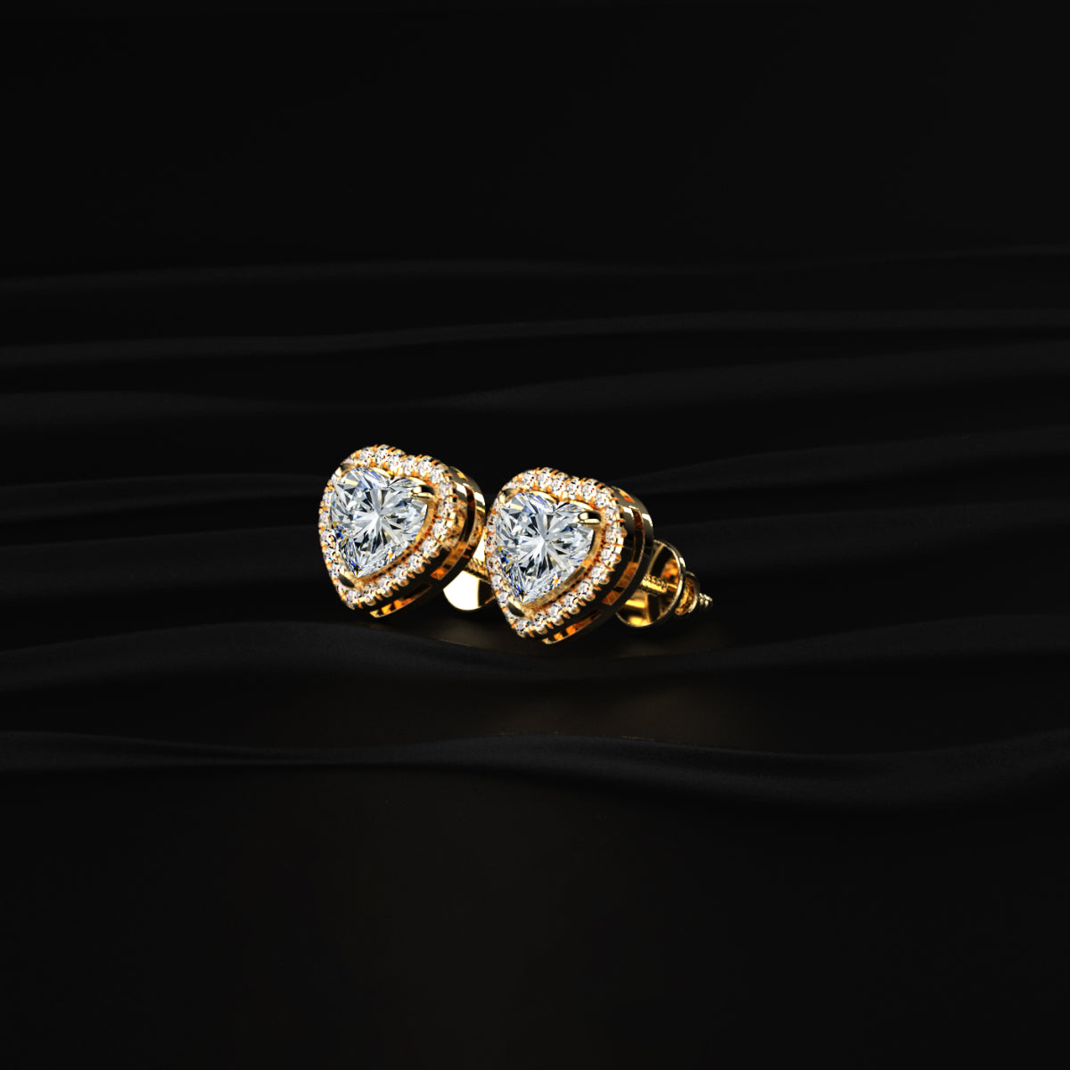 Heart Shaped Solitaire Halo Stud | Earthly Jewels
