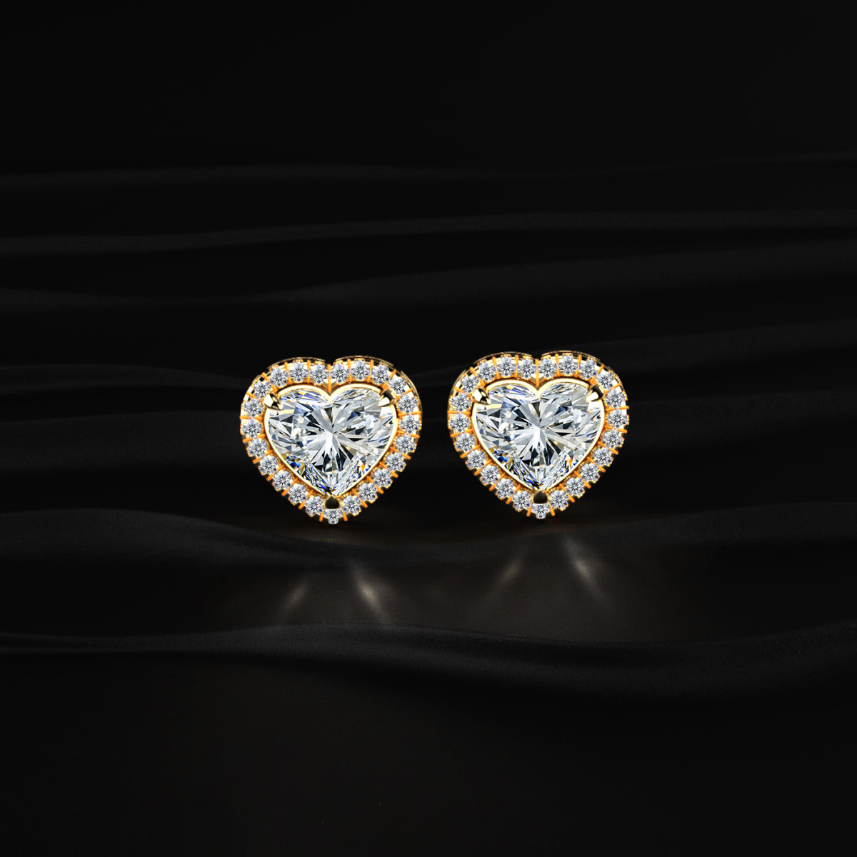 Heart Shaped Solitaire Halo Stud | Earthly Jewels