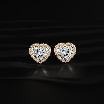 Heart Shaped Solitaire Halo Stud | Earthly Jewels