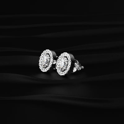 Oval Diamond Halo Earrings | Earthly Jewels 