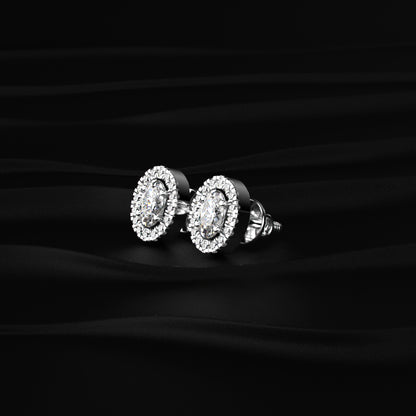 Oval Diamond Halo Earrings | Earthly Jewels 