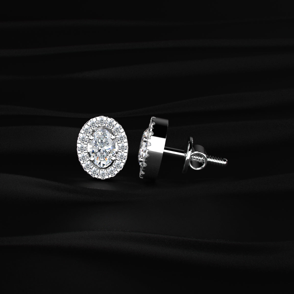 Oval Diamond Halo Earrings | Earthly Jewels 