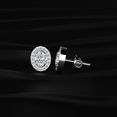 Oval Diamond Halo Earrings | Earthly Jewels 