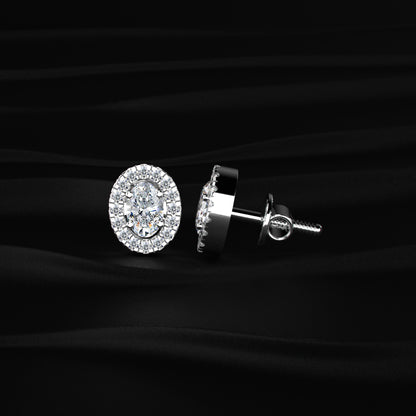 Oval Diamond Halo Earrings | Earthly Jewels 