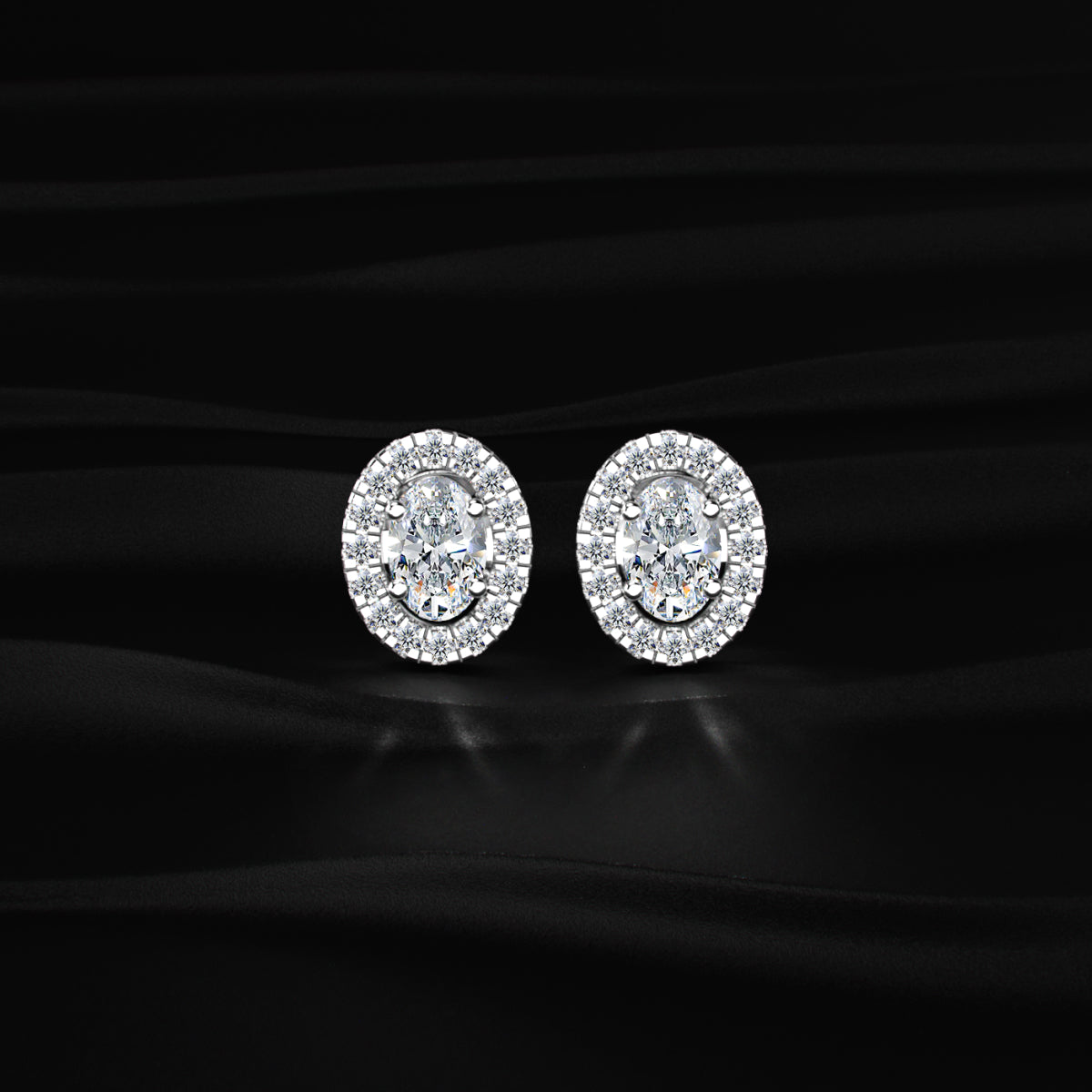Oval Diamond Halo Earrings | Earthly Jewels 