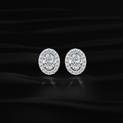 Oval Diamond Halo Earrings | Earthly Jewels 