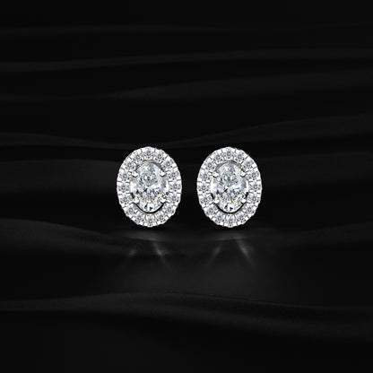 Oval Diamond Halo Earrings | Earthly Jewels 