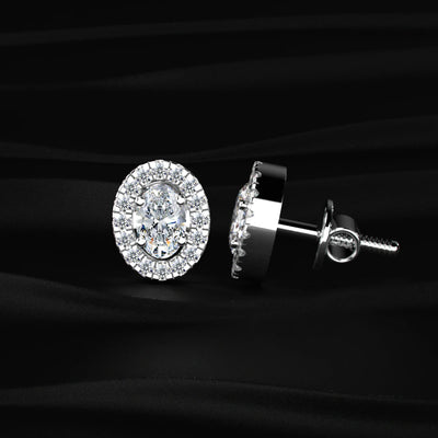 Oval Diamond Halo Earrings | Earthly Jewels 