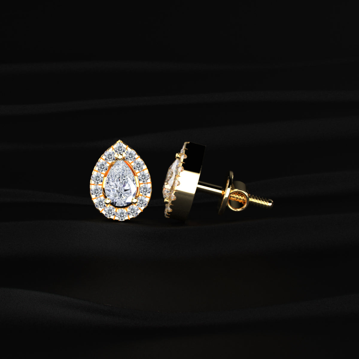 Pear Shaped Halo Earrings | Earthly Jewels