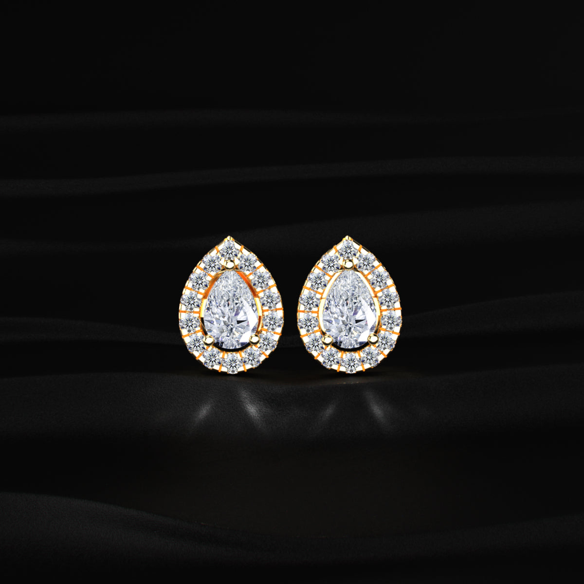 Pear Shaped Halo Earrings | Earthly Jewels
