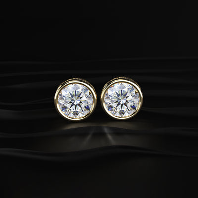 10 Ctw Round Diamond Stud Earrings In Bezel Setting | Earthly Jewels