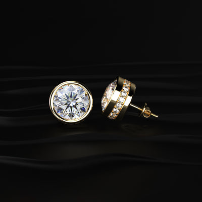 10 Ctw Round Diamond Stud Earrings In Bezel Setting | Earthly Jewels
