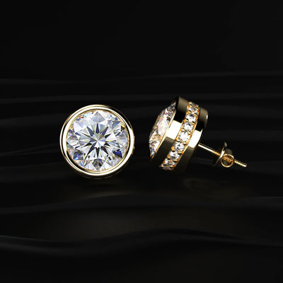 10 Ctw Round Diamond Stud Earrings In Bezel Setting | Earthly Jewels