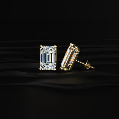 5 Ct Emerald Cut Diamond Stud Earrings | Earthly Jewels