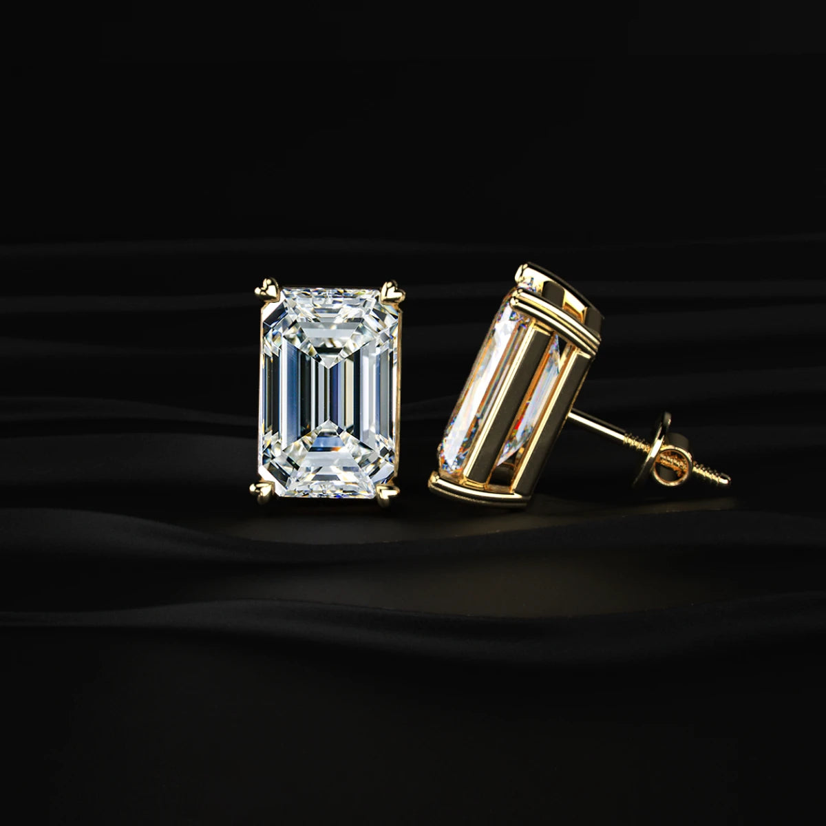 5 Ct Emerald Cut Diamond Stud Earrings | Earthly Jewels