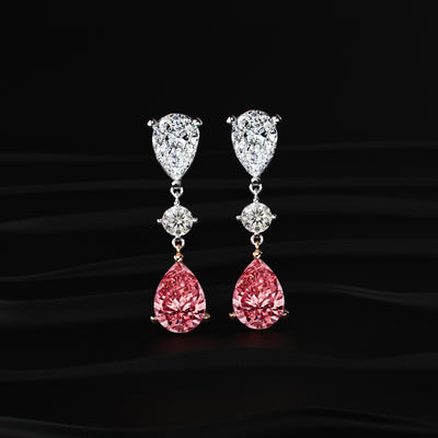 Pear shaped Red Diamond Drop Earrings | Earthly Jewels