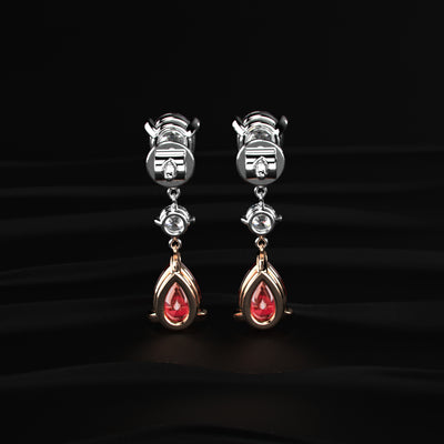 Pear shaped Red Diamond Drop Earrings | Earthly Jewels