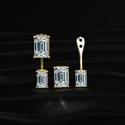 2 in 1 Dual Emerald Solitaire Stud & Ear Jacket | Earthly jewels