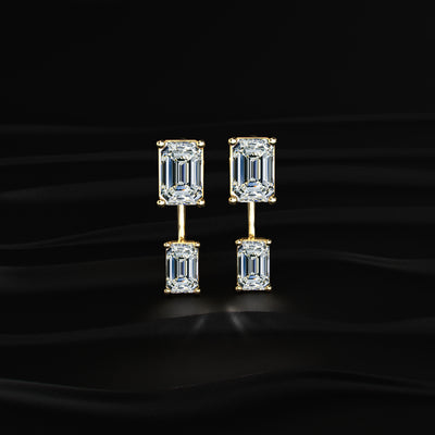 2 in 1 Dual Emerald Solitaire Stud & Ear Jacket | Earthly jewels