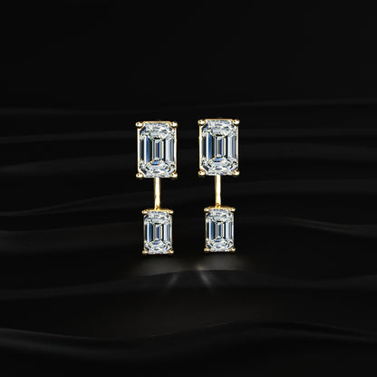 2 in 1 Dual Emerald Solitaire Stud & Ear Jacket | Earthly jewels