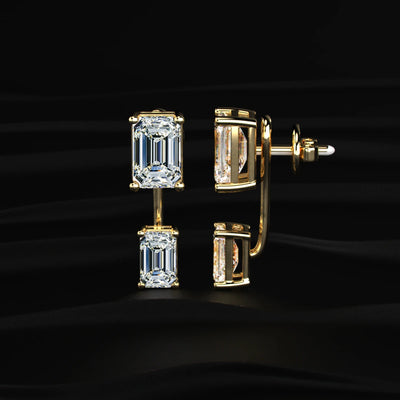 2 in 1 Dual Emerald Solitaire Stud & Ear Jacket | Earthly jewels