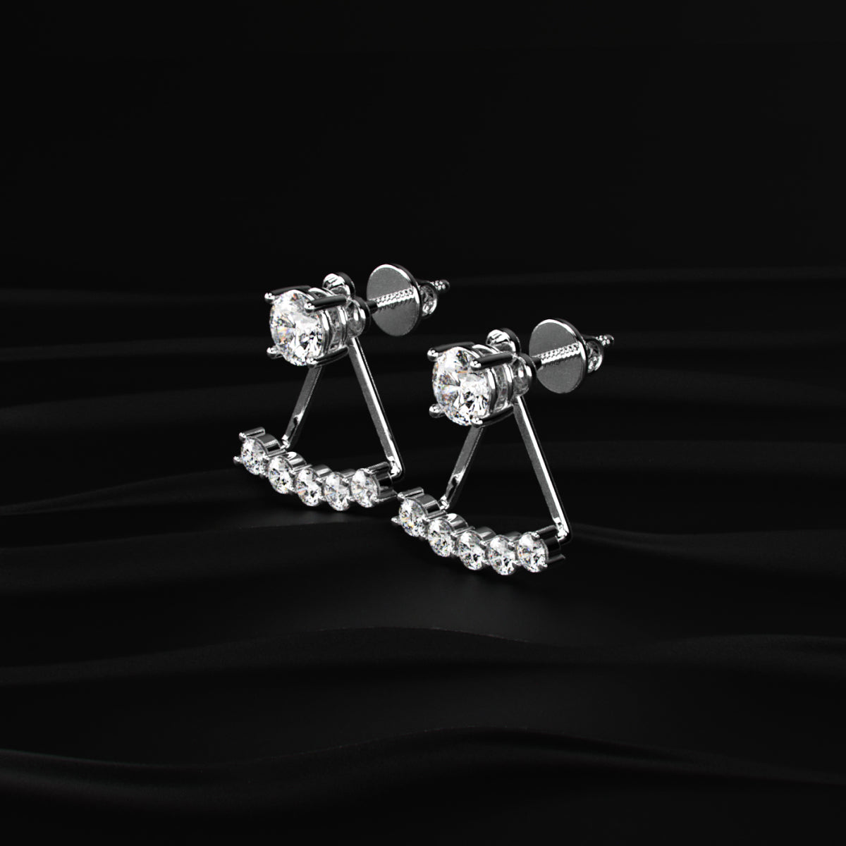 Round Diamond Ear Jacket Earring | Earthly Jewels
