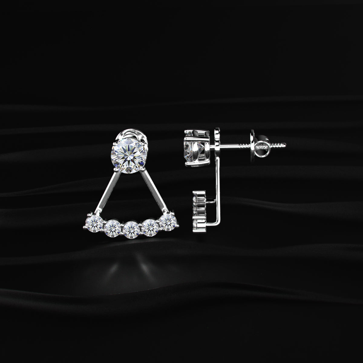 Round Diamond Ear Jacket Earring | Earthly Jewels