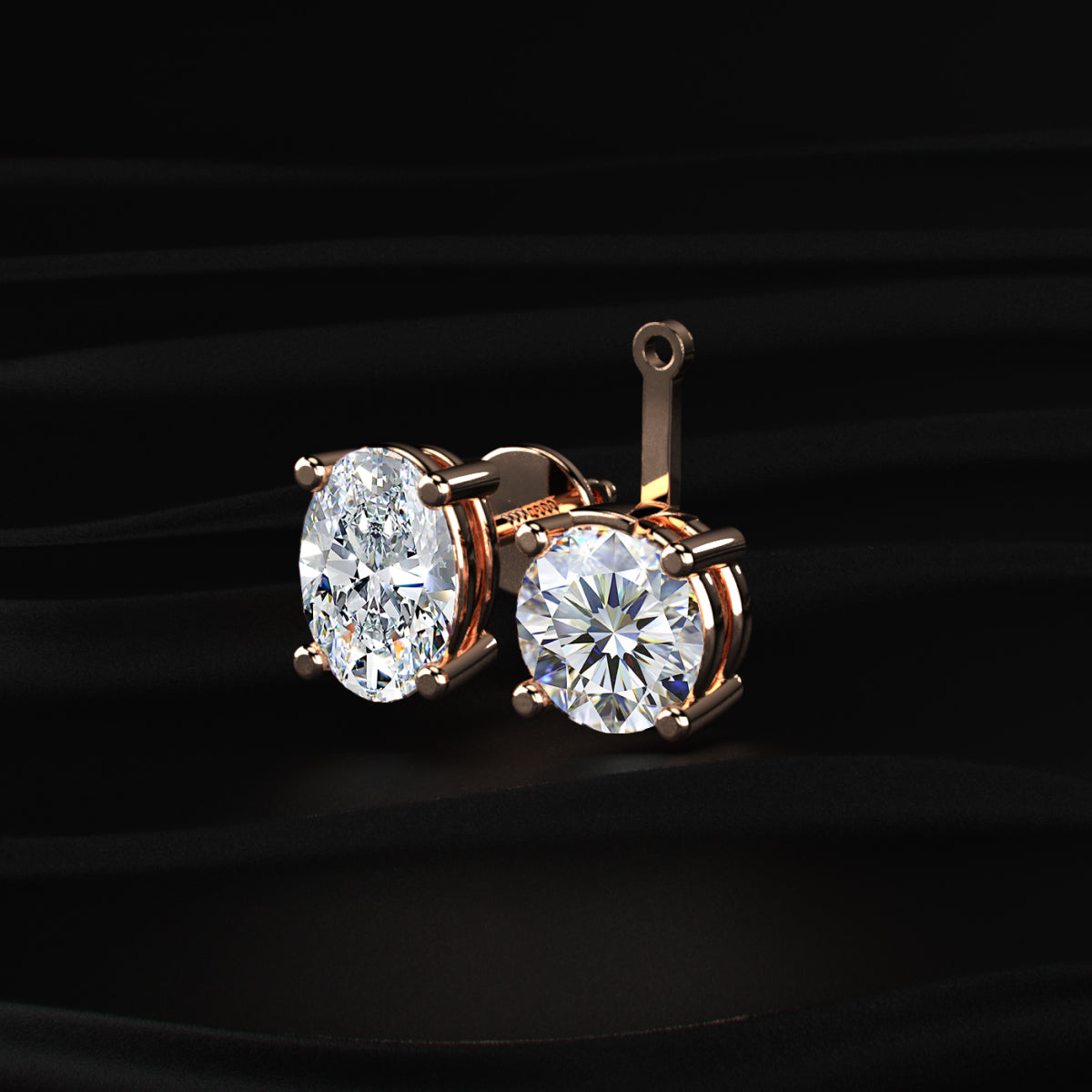 Round and Oval Duo Drop Earrings