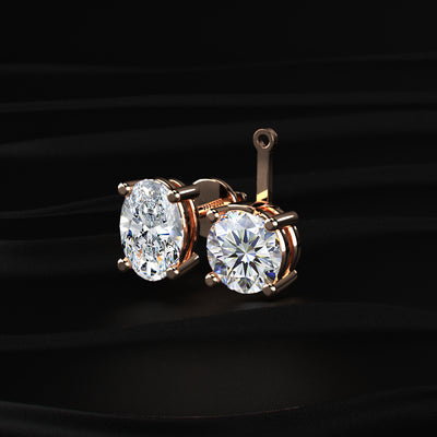2 in 1 Round and Oval Duo Drop Earrings | Earthly Jewels