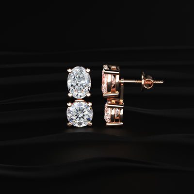 2 in 1 Round and Oval Duo Drop Earrings | Earthly Jewels