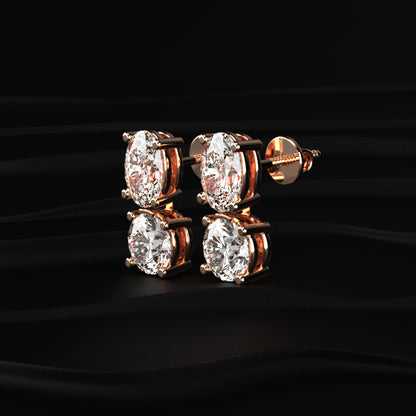 Round and Oval Duo Drop Earrings