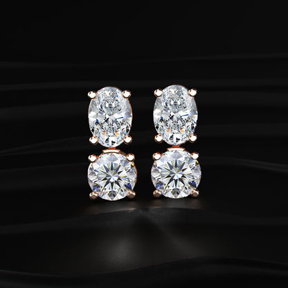 Round and Oval Duo Drop Earrings